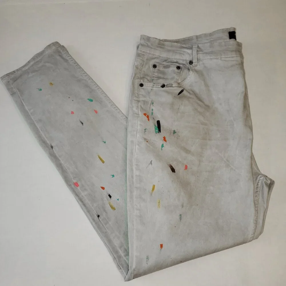 Serenede Zenos Word Paint Splash Distressed Jeans